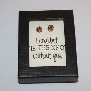 Bridesmaid Gift - Gold Knot Stud Earrings with box